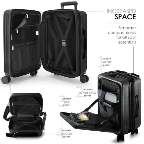 20-Inch Hard Shell Carry-On Luggage with Spinner Wheels & Cosmetic Case